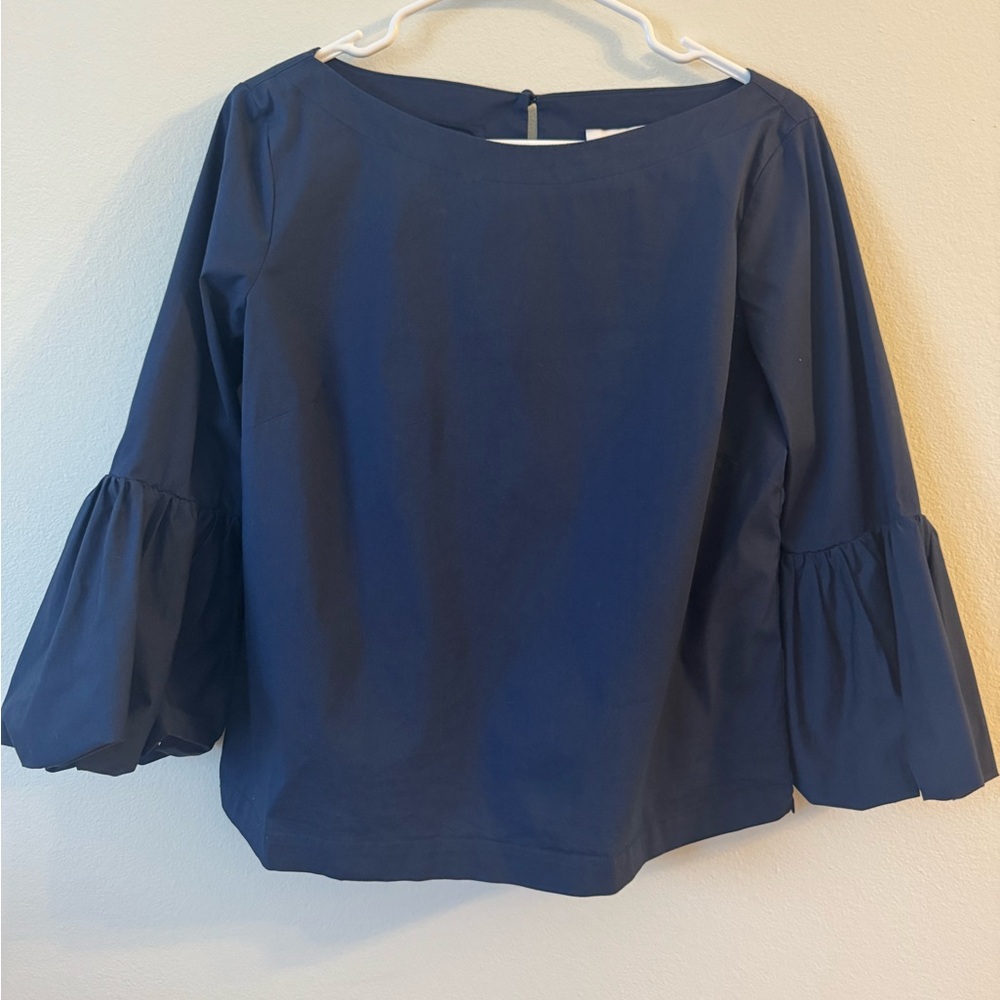 Navy Blue Women's Top blouse puff sleeves